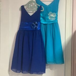 My Best Kid USA Girls V-Neck Flower Girl Dresses Blue Turquoise Chiffon 7/8